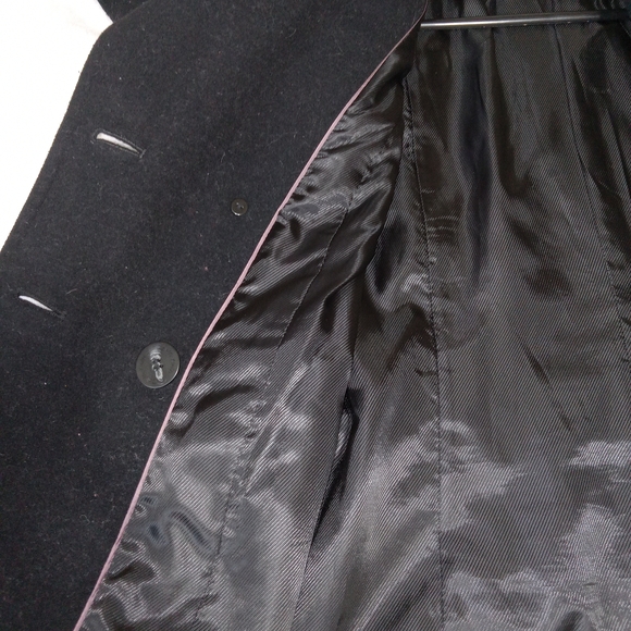 Calvin Klein Double Breasted Peacoat Womens Size 6 Black Wool Blend Long Sleeve - Picture 10 of 13